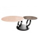 DANCING RINGS exkluzív kerámia dohányzóasztal - travertin/rozsda