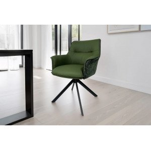 LEGRAND prémium bőr/szövet szék - zöld INVICTA