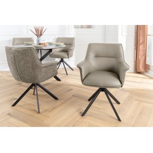 LEGRAND prémium bőr/szövet szék - taupe INVICTA