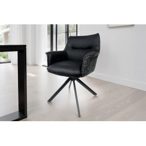 LEGRAND prémium bőr/szövet szék - fekete INVICTA