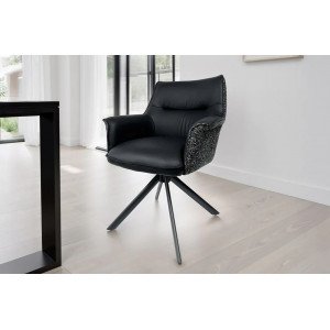 LEGRAND prémium bőr/szövet szék - fekete INVICTA