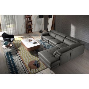 TALISMA prémium bőr relax sarokkanapé- szürke - jobbos Angel Cerdá