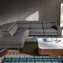 TALISMA prémium bőr relax sarokkanapé- szürke - balos