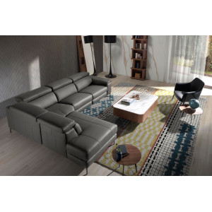 TALISMA prémium bőr relax sarokkanapé- szürke - balos Angel Cerdá