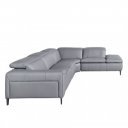 PAVENTO prémium bőr relax sarokkanapé- szürke - jobbos