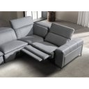 PAVENTO prémium bőr relax sarokkanapé- szürke -balos