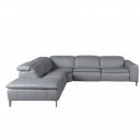 PAVENTO prémium bőr relax sarokkanapé- szürke -balos