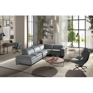 PAVENTO prémium bőr relax sarokkanapé- szürke -balos Angel Cerdá