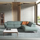 MINERVA prémium bőr relax sarokkanapé- türkiz - jobbos