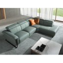 MINERVA prémium bőr relax sarokkanapé- türkiz - jobbos