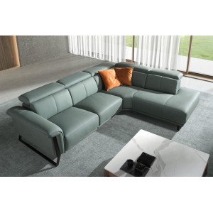 MINERVA prémium bőr relax sarokkanapé- türkiz - jobbos Angel Cerdá