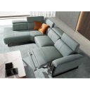 MINERVA prémium bőr relax sarokkanapé- türkiz - balos