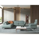 MINERVA prémium bőr relax sarokkanapé- türkiz - balos