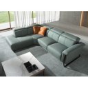 MINERVA prémium bőr relax sarokkanapé- türkiz - balos