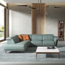 MINERVA prémium bőr relax sarokkanapé- türkiz - balos