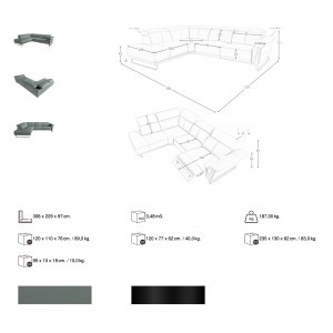 MINERVA prémium bőr relax sarokkanapé- türkiz - balos