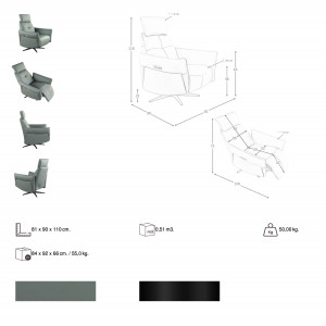 MINERVA prémium bőr relaxfotel - türkiz