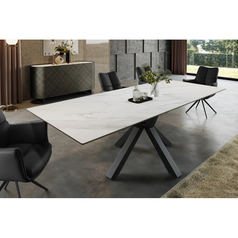 ETERNITY bővíthető kerámia étkezőasztal - 160-200cm - márvány