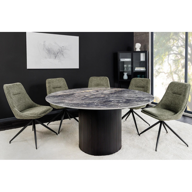 UNIQUE ROUND design kerámia étkezőasztal - 120cm - szürke