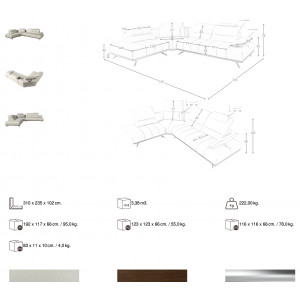 LUMERA prémium bőr sarokkanapé - balos kivitel