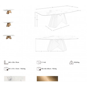 CORDELIA prémium kerámia étkezőasztal - 240cm