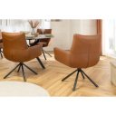 SIGNATURE design forgatható szék - valódi bőr - barna