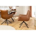 SIGNATURE design forgatható szék - valódi bőr - barna