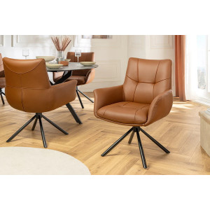 SIGNATURE design forgatható szék - valódi bőr - barna INVICTA