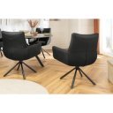 SIGNATURE design forgatható szék - valódi bőr - fekete