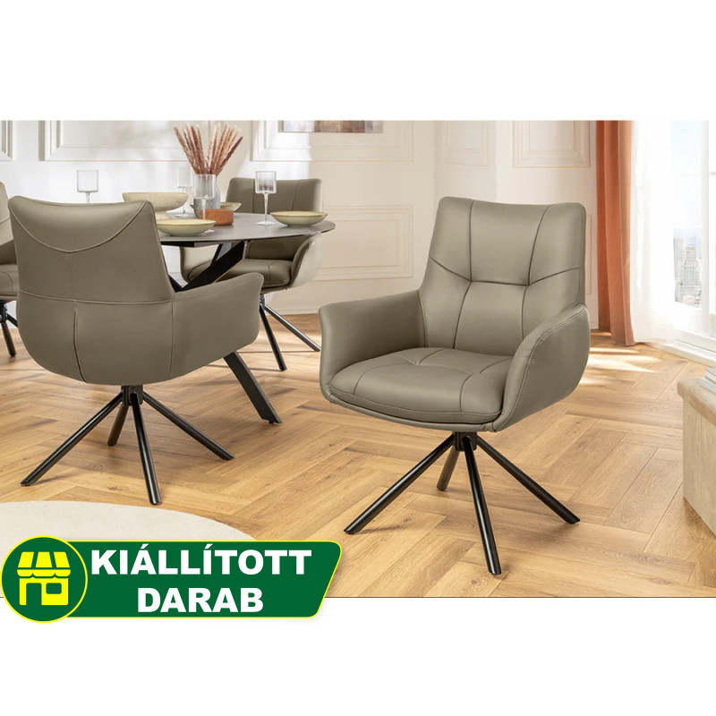 SIGNATURE design forgatható szék - valódi bőr - taupe