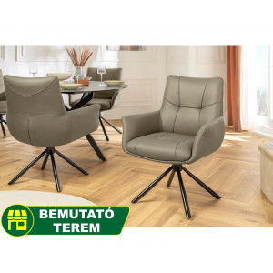 SIGNATURE design forgatható szék - valódi bőr - taupe INVICTA