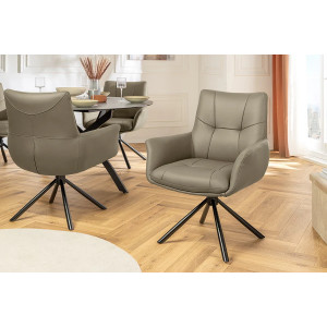 SIGNATURE design forgatható szék - valódi bőr - taupe INVICTA