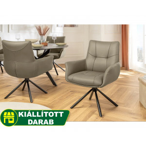 SIGNATURE design forgatható szék - valódi bőr - taupe INVICTA
