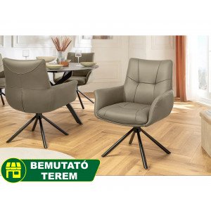 SIGNATURE design forgatható szék - valódi bőr - taupe INVICTA