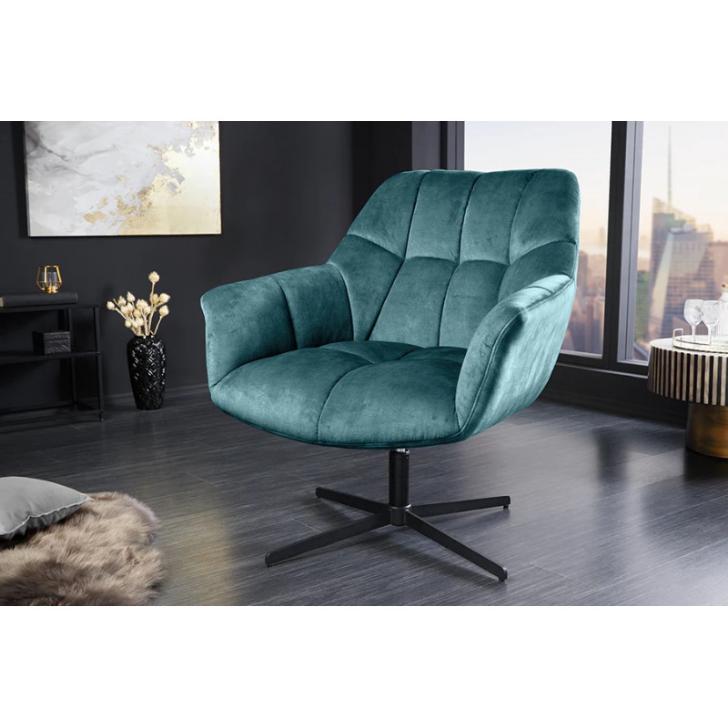 PAPILLON design bársony fotel - türkiz