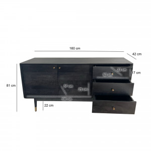 SUPREMA modern akác komód - 160cm