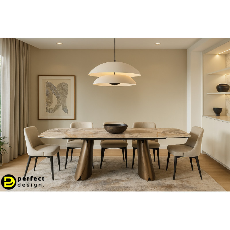 PATAGONIA design kerámia bővíthető étkezőasztal - 180-260cm - beige