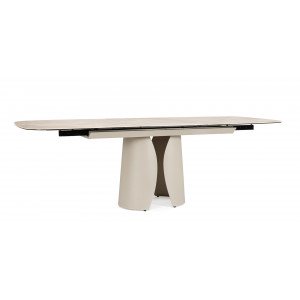 SOLENTE design kerámia bővíthető étkezőasztal - 180-240cm - beige