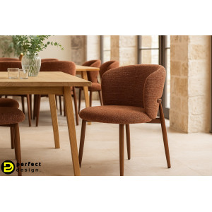 MAREN modern boucle szék - beige/terrakotta