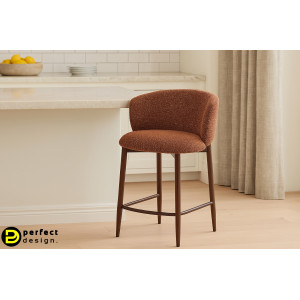 MAREN modern boucle bárszék - beige/terrakotta