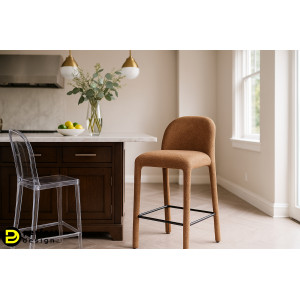 NOVERA modern boucle bárszék - beige/terrakotta/szürke/zöld