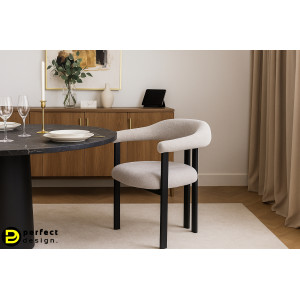 GIUDITTA modern boucle szék - szürke/beige