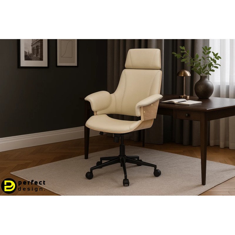 MANHATTEN design forgószék - beige/tölgy