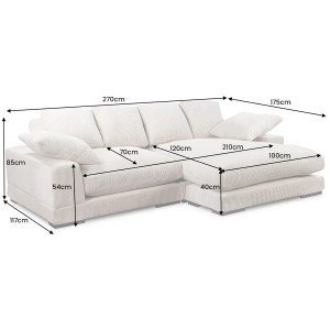 BABYLON design kordbársony kanapé - 270cm - beige