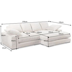 BABYLON design kordbársony kanapé - 270cm - szürke