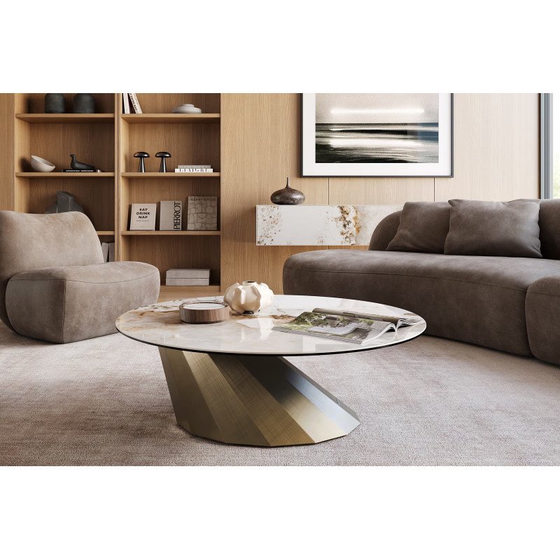 LUMINEO ROUND prémium kerámia dohányzóasztal - 100cm