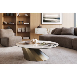 LUMINEO ROUND prémium kerámia dohányzóasztal - 100cm DELIFE