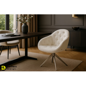 GAIO-II prémium boucle étkezőszék - beige/fehér/szürke