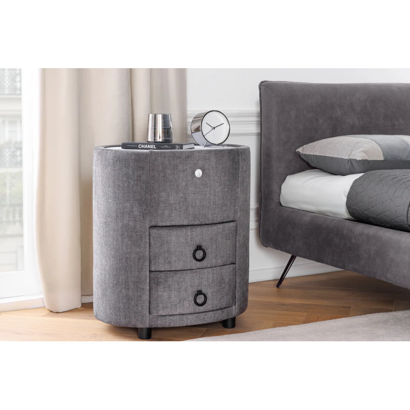 SIGNUM OVAL  modern bársony éjjeliszekrény - szürke