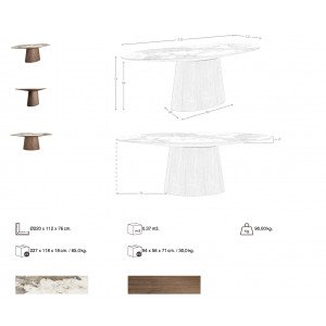 GODELLO prémium kerámia/dió étkezőasztal - 220cm